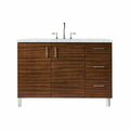 James Martin Vanities Metropolitan 48in Single Vanity, American Walnut w/ 3 CM Carrara Marble Top 850-V48-AWT-3CAR